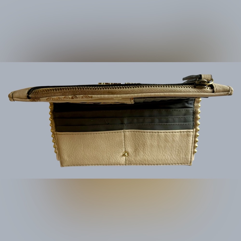 Max Studio Cream/Beige Bifold with Gold Stud Accents - Picture 5 of 9